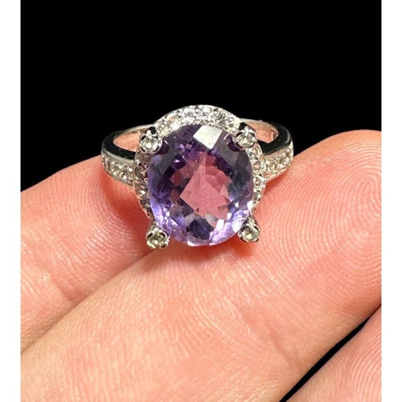 Signed PJC 925 Sterling Silver, Amethyst, and CZ … - image 3