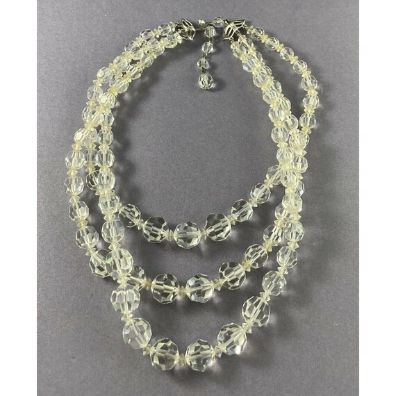 Marvella Necklace Three Strand Faceted Crystal Be… - image 3