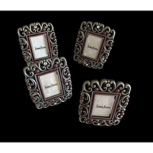 JAY STRONGWATER Mini Photo Frames Set Of 4 Scrollwork Jeweled With Rhinestones