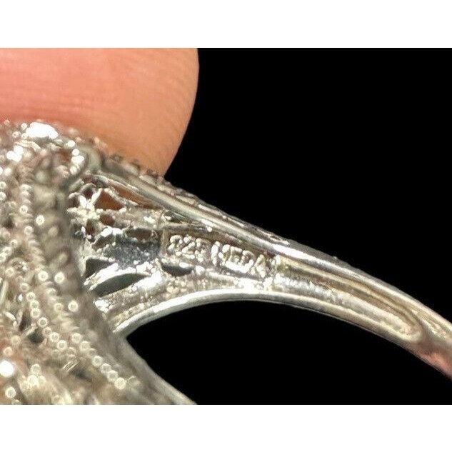 Signed MEDA 925 Ring Sterling Silver Clear CZ Cubic Zirconia