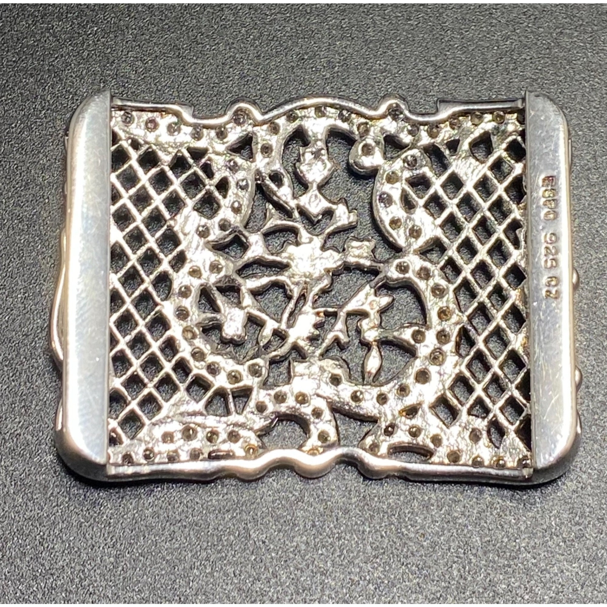 Joseph Esposito 925 Espo Cz Belt Buckle Floral Motif Designer Signed Joseph Esposito 925 Espo Cz Belt Buckle Floral Motif  main image 4