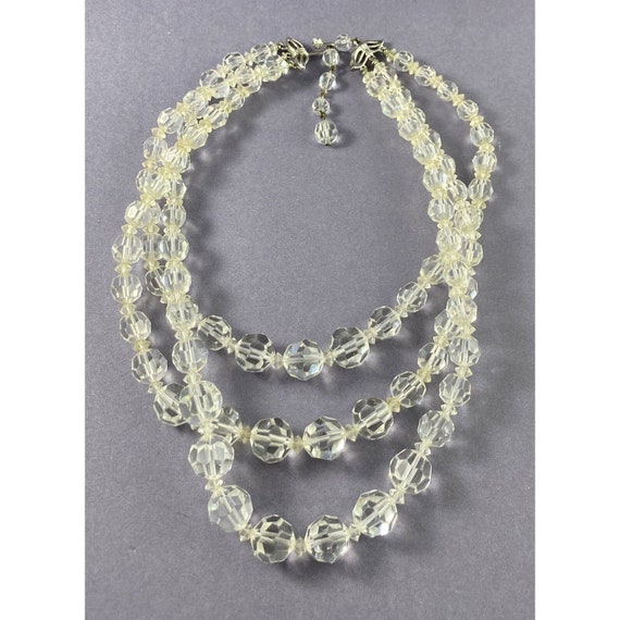 Marvella Necklace Three Strand Faceted Crystal Be… - image 1