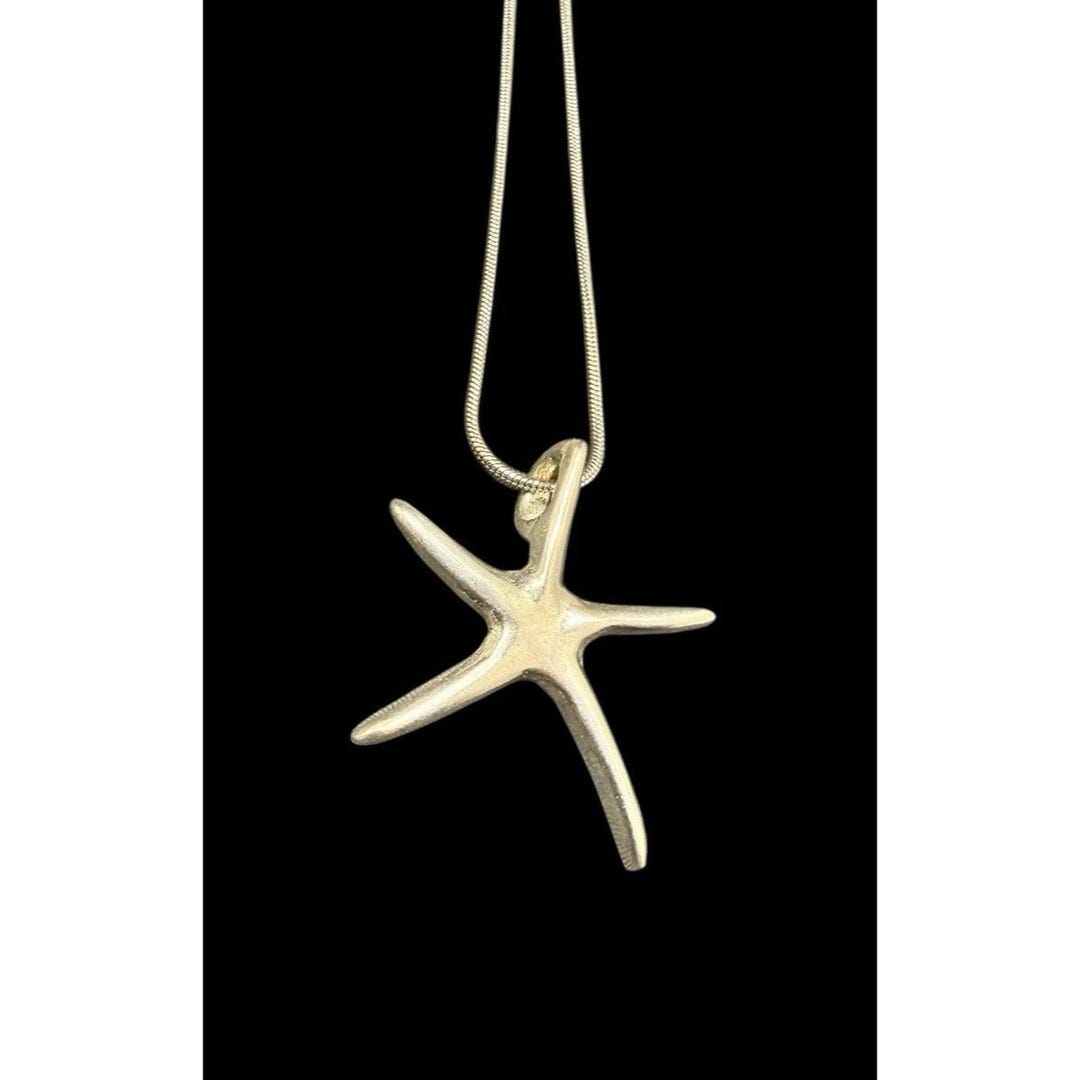 925 Sterling Silver Starfish Pendant Rope Chain Necklace 20” - Etsy