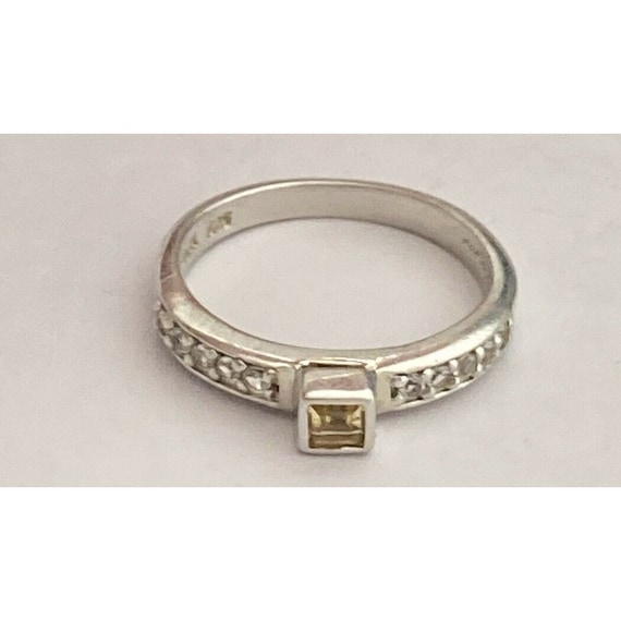 FADI 925 Signed CZ Topaz Ring Size 7 Band Vintage Designer
