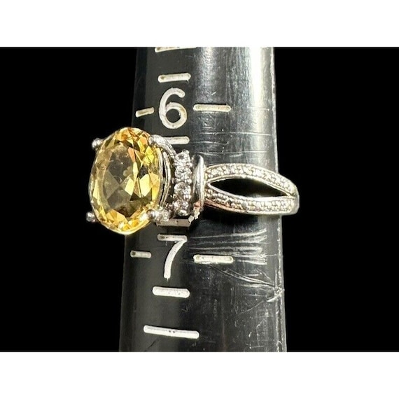 Ring Signed 925 SAI Citrine And Cubic Zirconia Co… - image 4