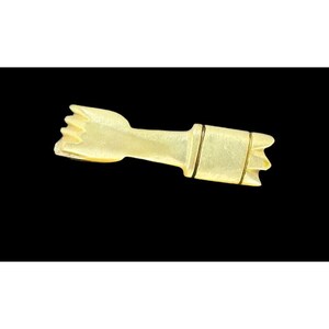 Victorian Brooch Mother Of Pearl Pointing Hand Pin Antique Carved C Clasp