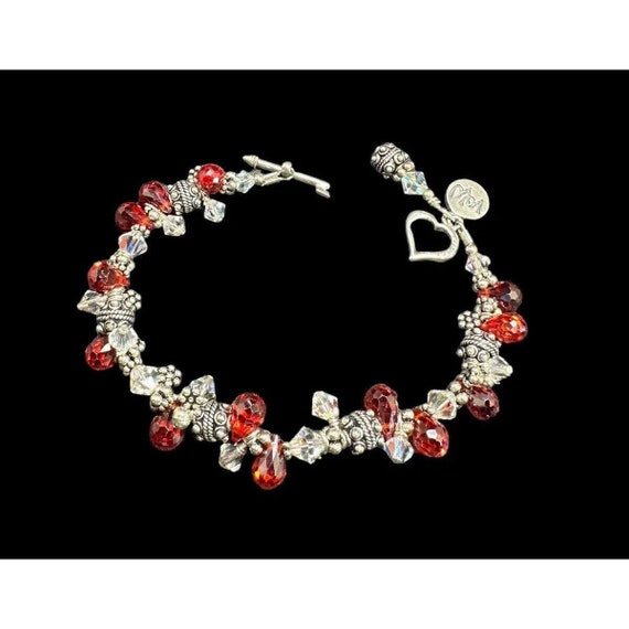 925 Red And Clear Crystal Charm Bracelet Heart Ar… - image 7
