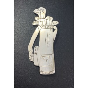 Sterling Silver DJL Golf Bag Brooch Clubs Pin Golfer Sport 925