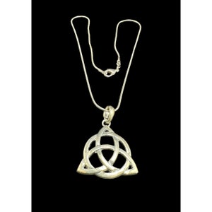 925 Rope Chain Necklace Celtic Triquetra Pendant Ethnic 18 in