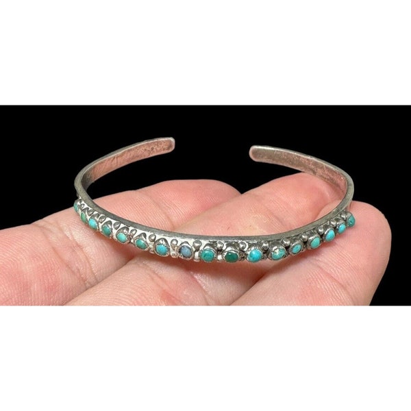 NAVAJO Sterling Silver And Turquoise Snake Eye Cuff Bracelet Native American