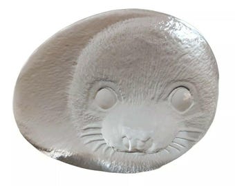 Mats Jonasson Sweden Paperweight Baby Harp Seal Face Frosted Signed #3303