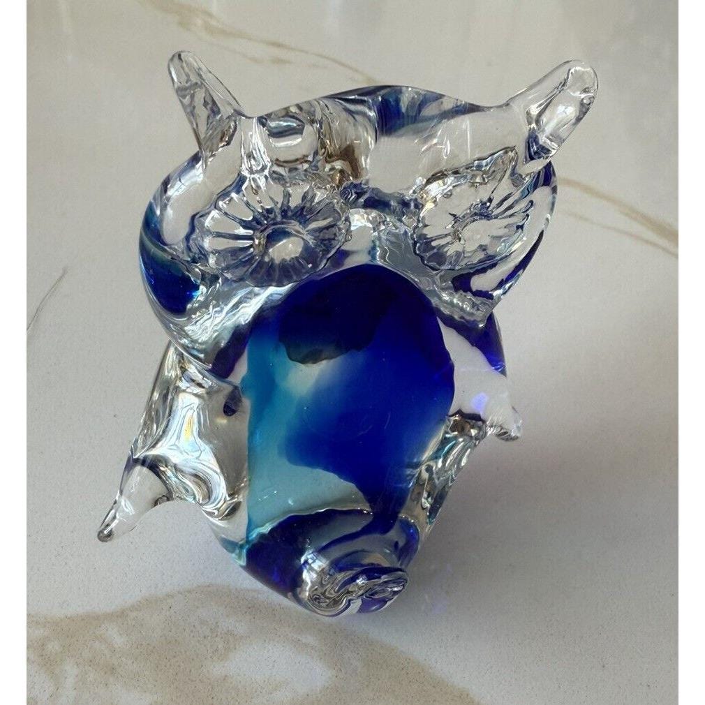 ヴィンテージ 1990 年代 ムラーノ イタリア フクロウの置物 ブルー