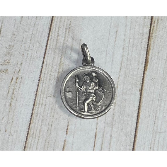 Antique Catholic Religious Medal 800 Silver Saint… - image 4