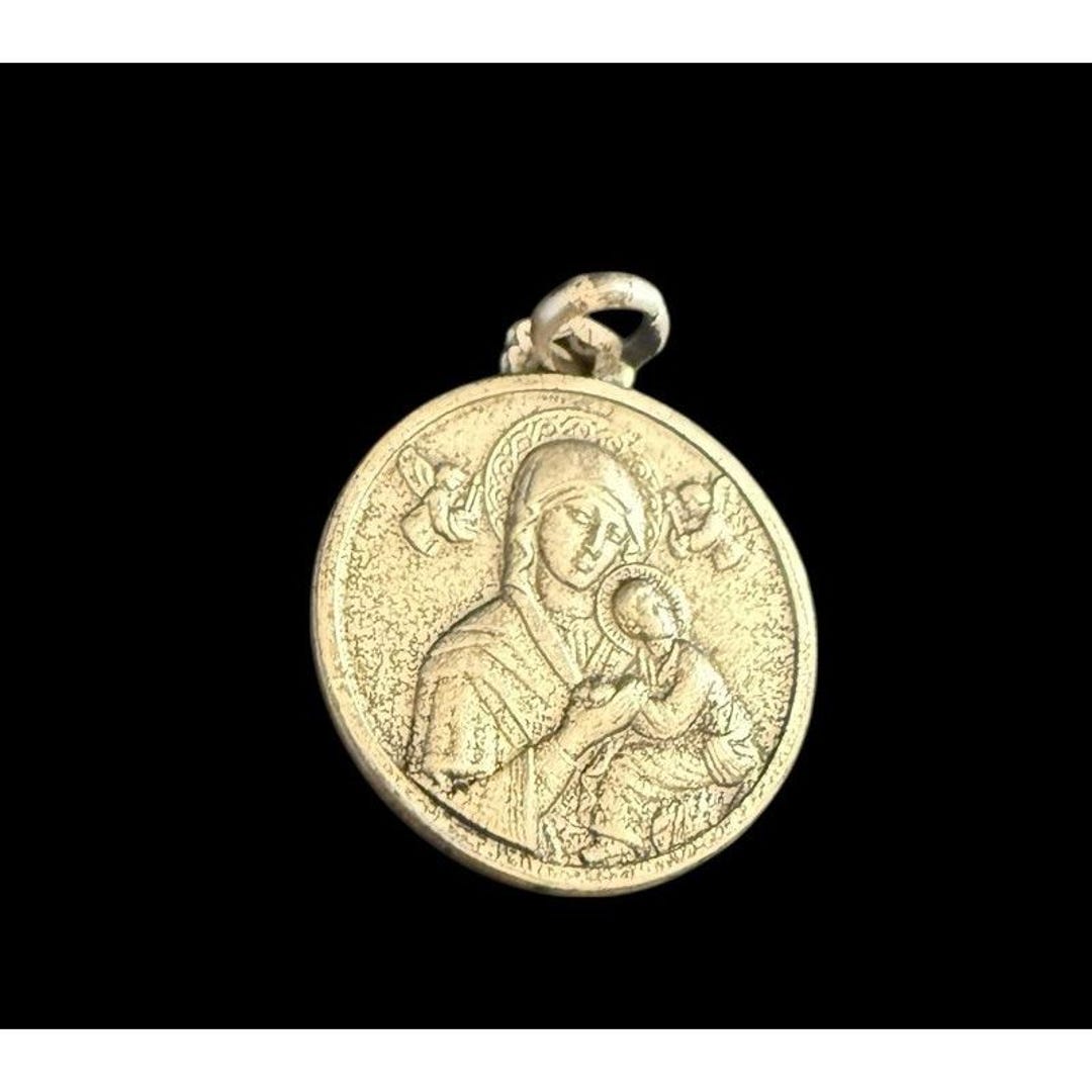 Vintage Madonna and Child Pendant Sterling Silver Mary Religious Medal ...