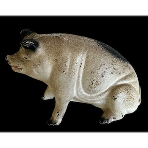 Vintage Piggy Bank Cast Iron Pig Small Sitting Pig Large Bank