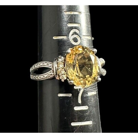 Ring Signed 925 SAI Citrine And Cubic Zirconia Co… - image 2