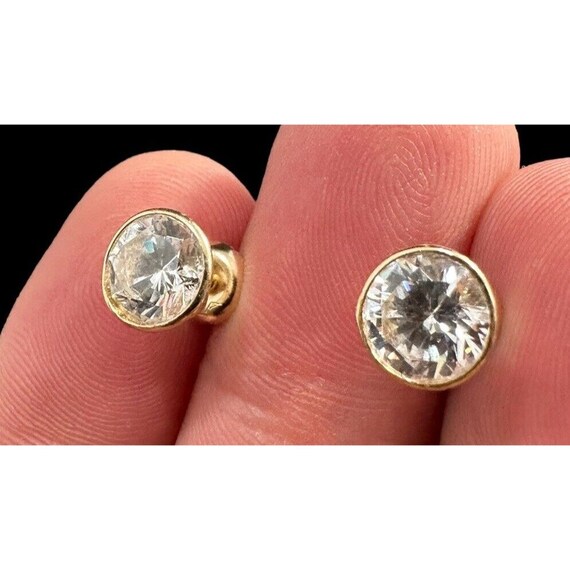 14k Estate Yellow Gold Moissanite Stud Earrings W… - image 5