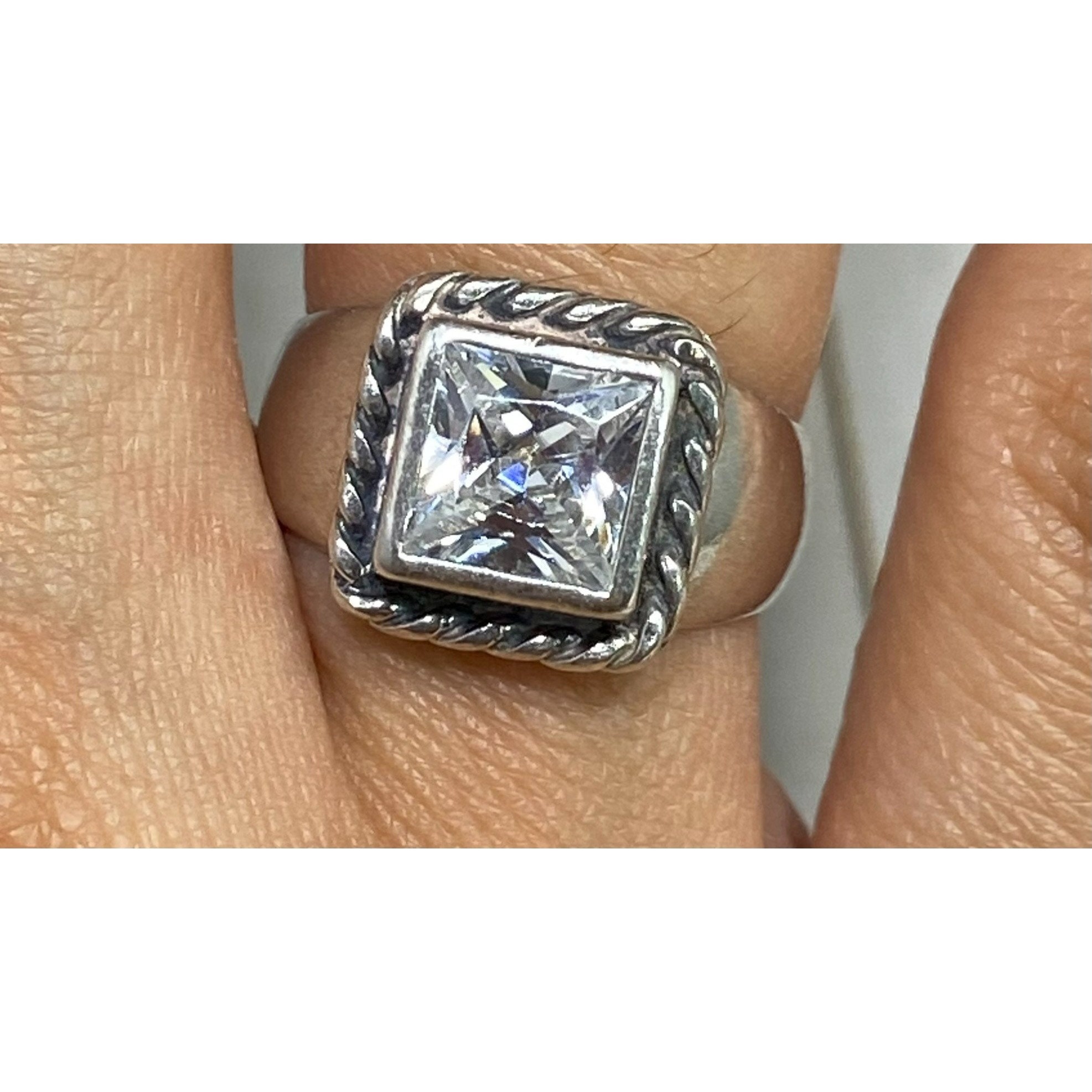 Silpada 925 Elizabeth Square Clear CZ Ring Designer Signed Size 6 Etsy Australia