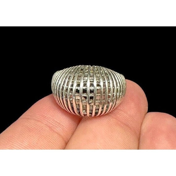 Vintage Sterling Silver Basketweave Ring Open Wor… - image 1