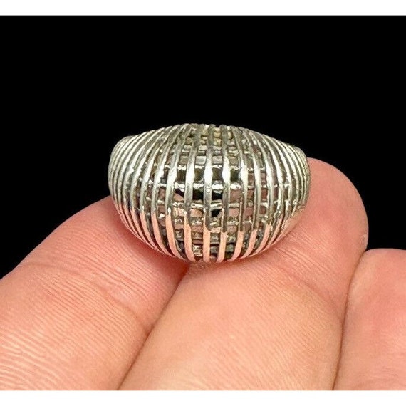 Vintage Sterling Silver Basketweave Ring Open Wor… - image 5