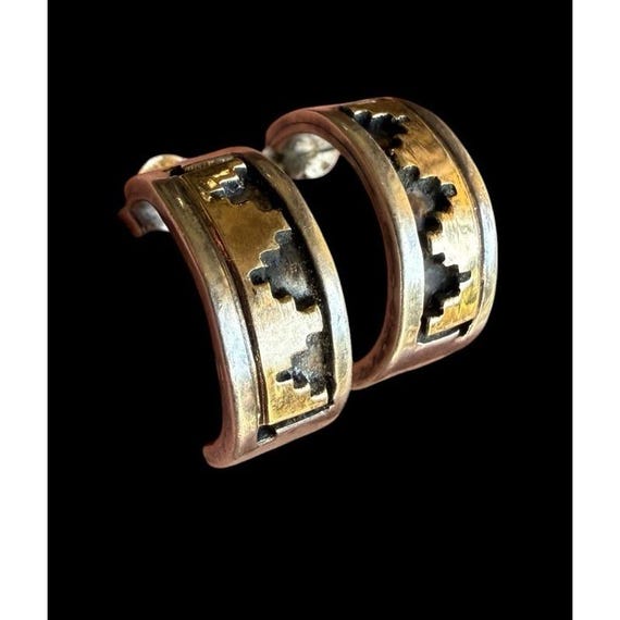 Vintage S.Skeets Navajo Sterling Silver 14k Gold Hand… - Gem