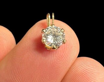 Ciondolo Da Barbiere Pettine E Forbici In Argento 925 Con Moissanite - Placcato Oro Giallo 14K
