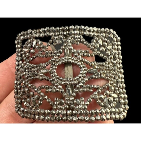 Antique Georgian Cut Steel Shoe Belt Buckle Rivet… - image 5