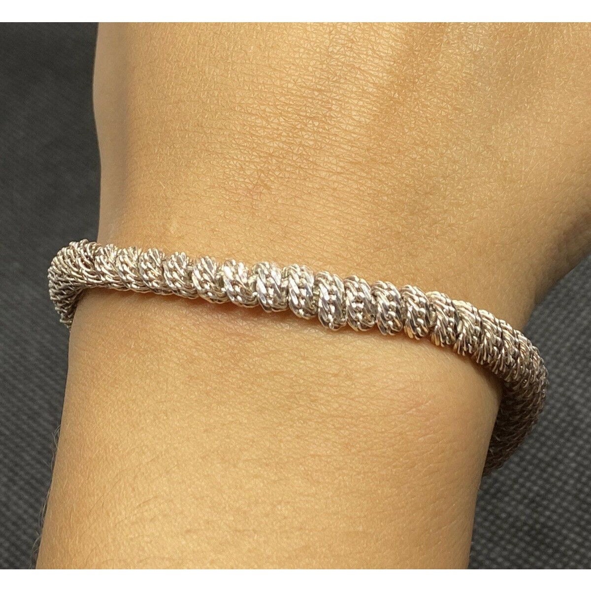 SKINII S925 Sterling Silver Twist Bracelet, Punk Hip Hop