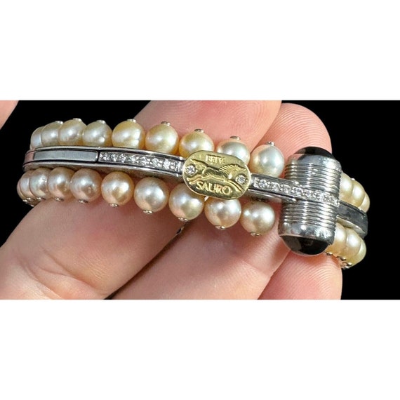 Brev Sauro Bracelet Pearl Black Onyx 17 Diamond C… - image 10