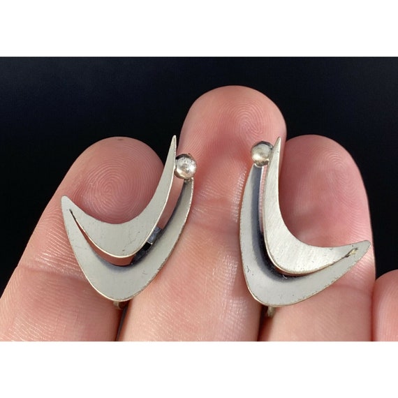 Beau Sterling Modernist Clip On Earrings Vintage … - image 2