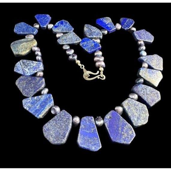Necklace 925 Multi Gemstone Lapis Lazuli And Midn… - image 7