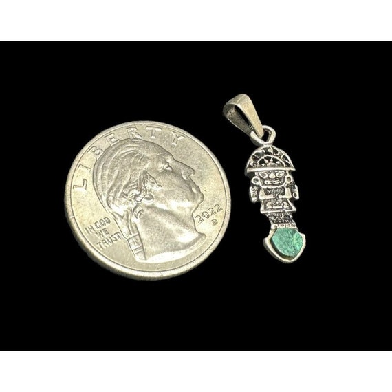 Sterling Silver And Malachite Mayan Pendant Dangl… - image 5