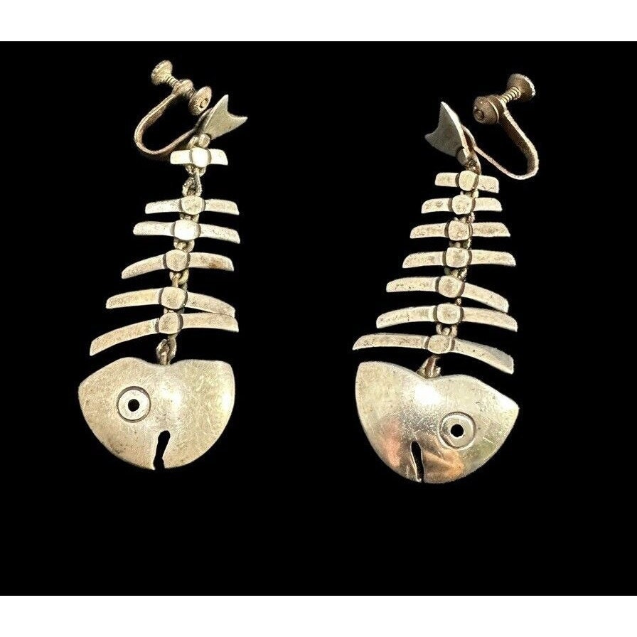 SIGNED Taxco Mexico ANTONIO PINEDA Sterling Silver Fish Skeleton