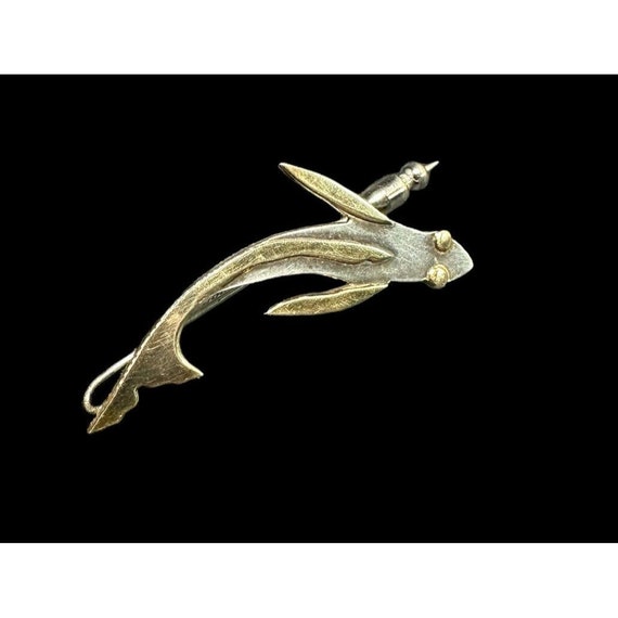 Mid Century Modern 14k And Sterling Silver Fish B… - image 2