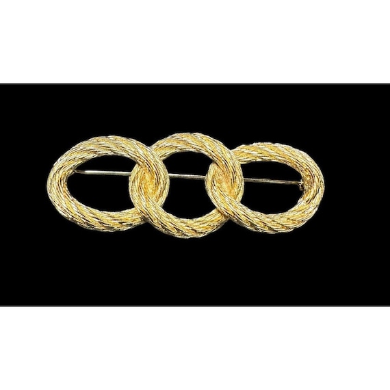 Christian Dior Brooch Gold Plated Triple Hoop Infi