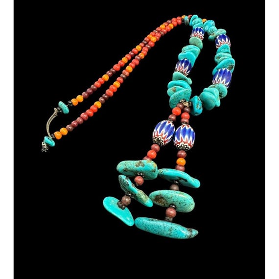 Native American Multi Gemstone Statement Necklace… - image 1