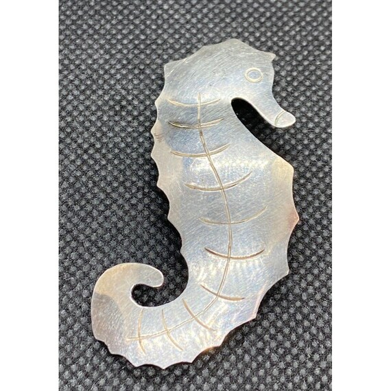 Vintage Sterling Silver 925 Seahorse Brooch Pin - image 5