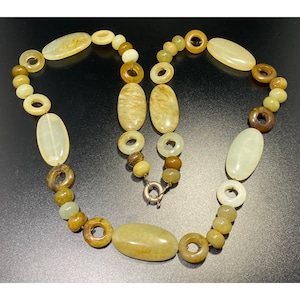 Sterling Silver Mixed Agate Necklace Beaded Gemstone Toggle 30 inch