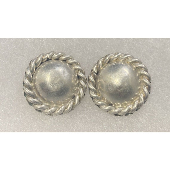 Vintage 925 Clip Earrings Round Braided Dome Heavy - image 1