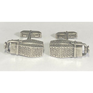 FENWICK & SAILORS 1940s Sterling Silver Microphone Cufflinks Retro Unique image 1