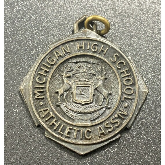 Vintage 1944 Michigan High School Swimming Medal Ster… Gem