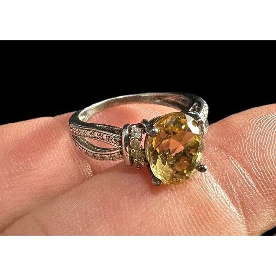 Ring Signed 925 SAI Citrine And Cubic Zirconia Co… - image 3