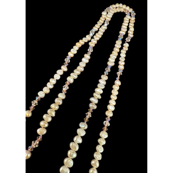 Rose Quartz Pearl And Crystal Lariat Beaded Neckl… - image 4