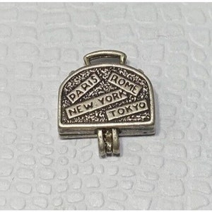 Sterling Silver Travel Movable Luggage Suitcase Charm Rome Paris New York Tokyo