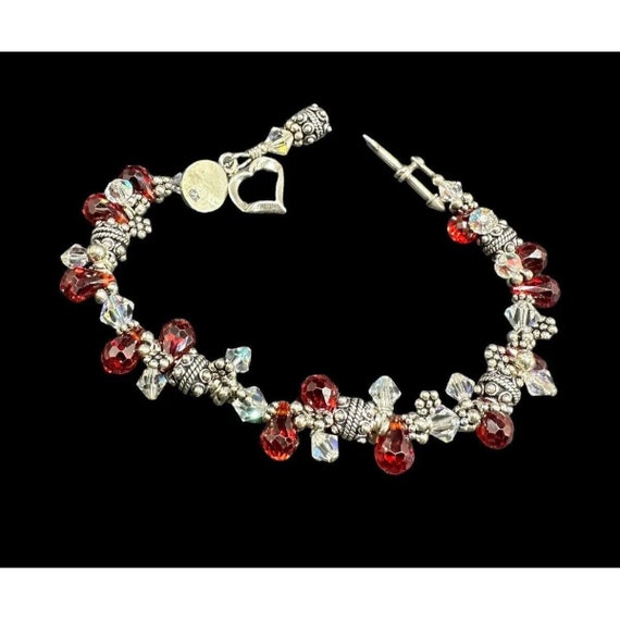 925 Red And Clear Crystal Charm Bracelet Heart Ar… - image 6