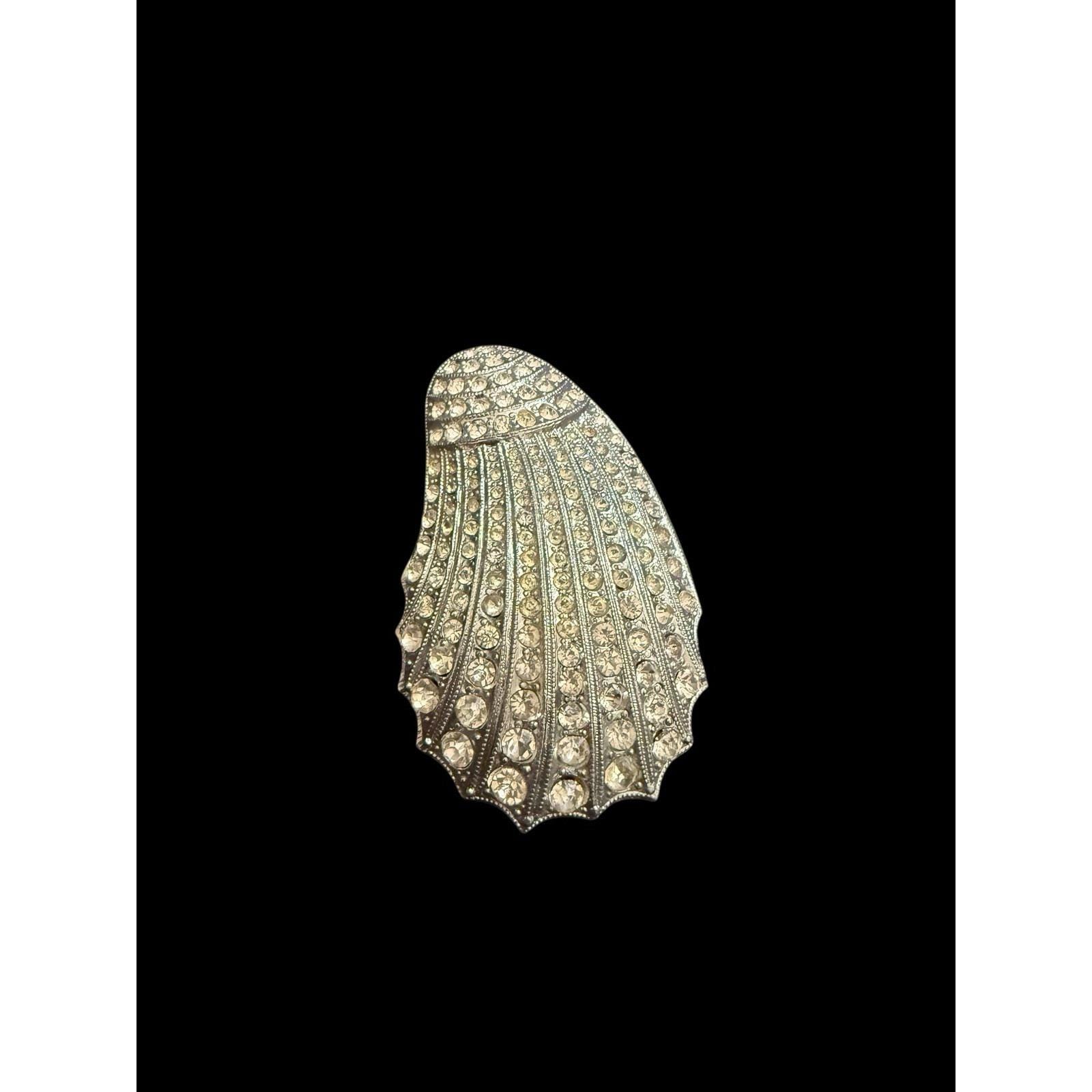 1920's Art Deco Rhinestone Fur Dress Clip Silver Tone 2.25” - Etsy