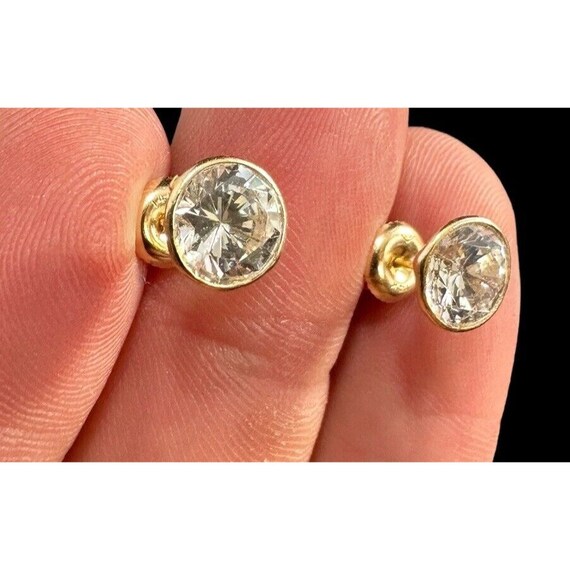 14k Estate Yellow Gold Moissanite Stud Earrings W… - image 4