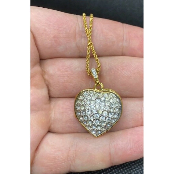 Swarovski Swan Crystal Rhinestone Heart Double Sided Locket Pendant Gold Tone Etsy Canada
