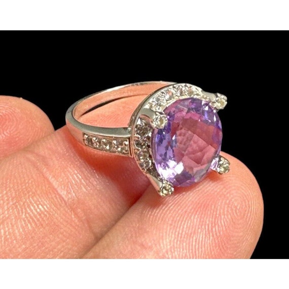 Signed PJC 925 Sterling Silver, Amethyst, and CZ … - image 1