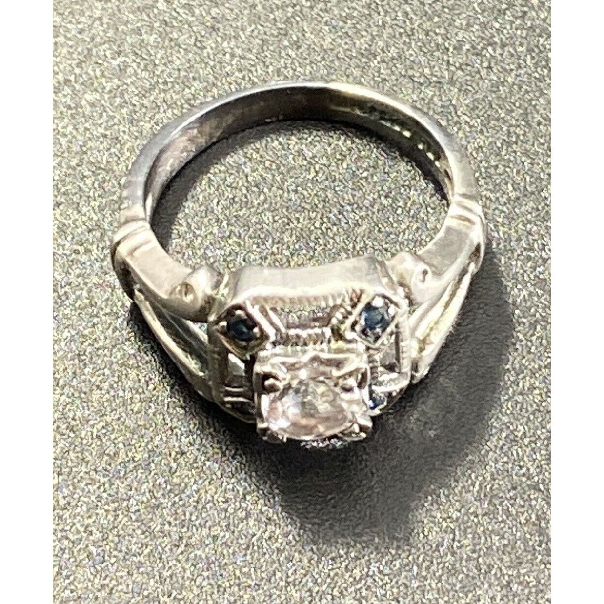 純銀 皿 925 JOA Sterling Silver Clear Blue Cubic Zirconia Ring Size